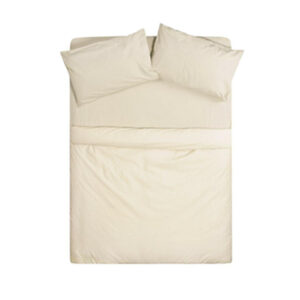 Luxurious white bed sheets neatly arranged on a bed