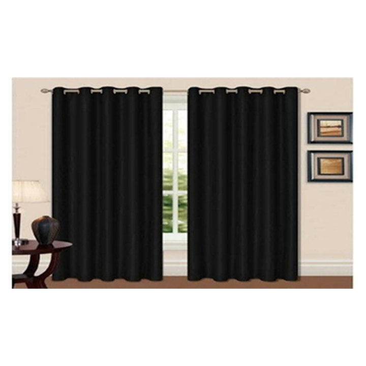 Elegant Black curtains hanging in a living room